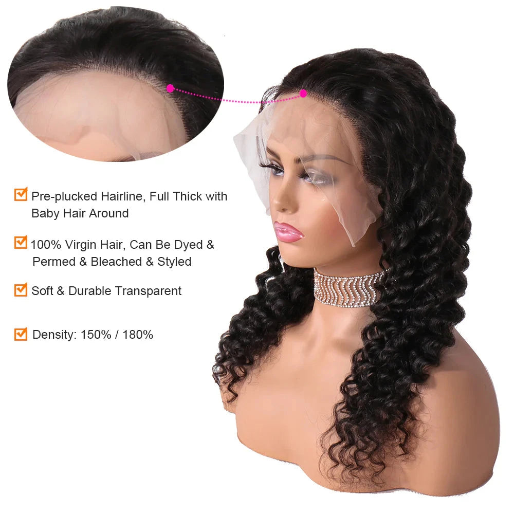 13x6 Lace Front Wig with Deep Wave Brazilian Human Hair