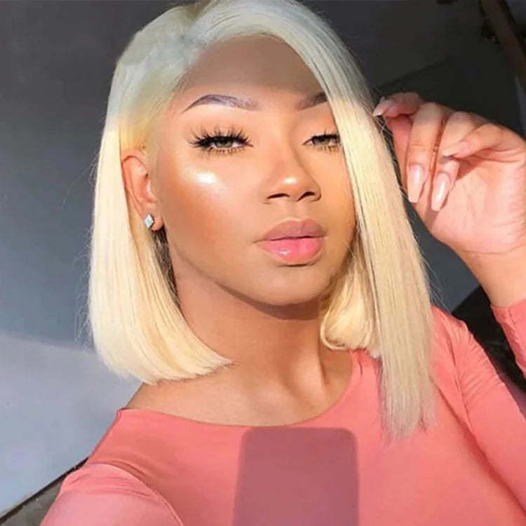 Blonde Straight Human Hair Lace Wig | 13x4 Lace Front | Premium Light Blonde Shade