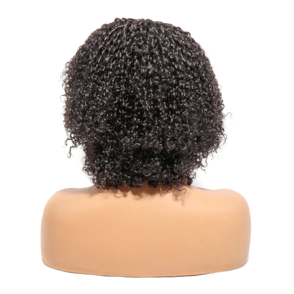 Kinky Curly Lace Front Bob Wig | 13x1 | 150% Density Natural Black Human Hair