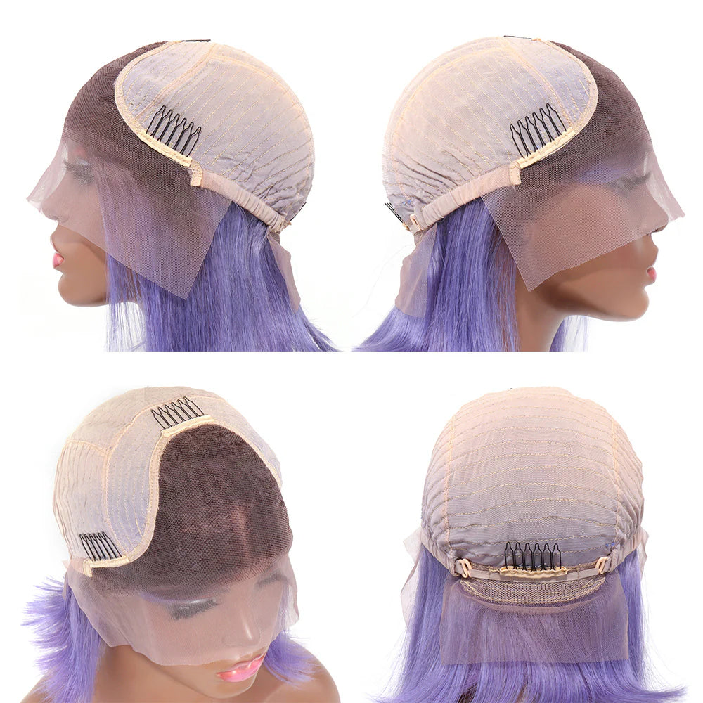 Straight Light Purple Bob Wig | 13x4 Lace Front | T1B Ombre Virgin Human Hair