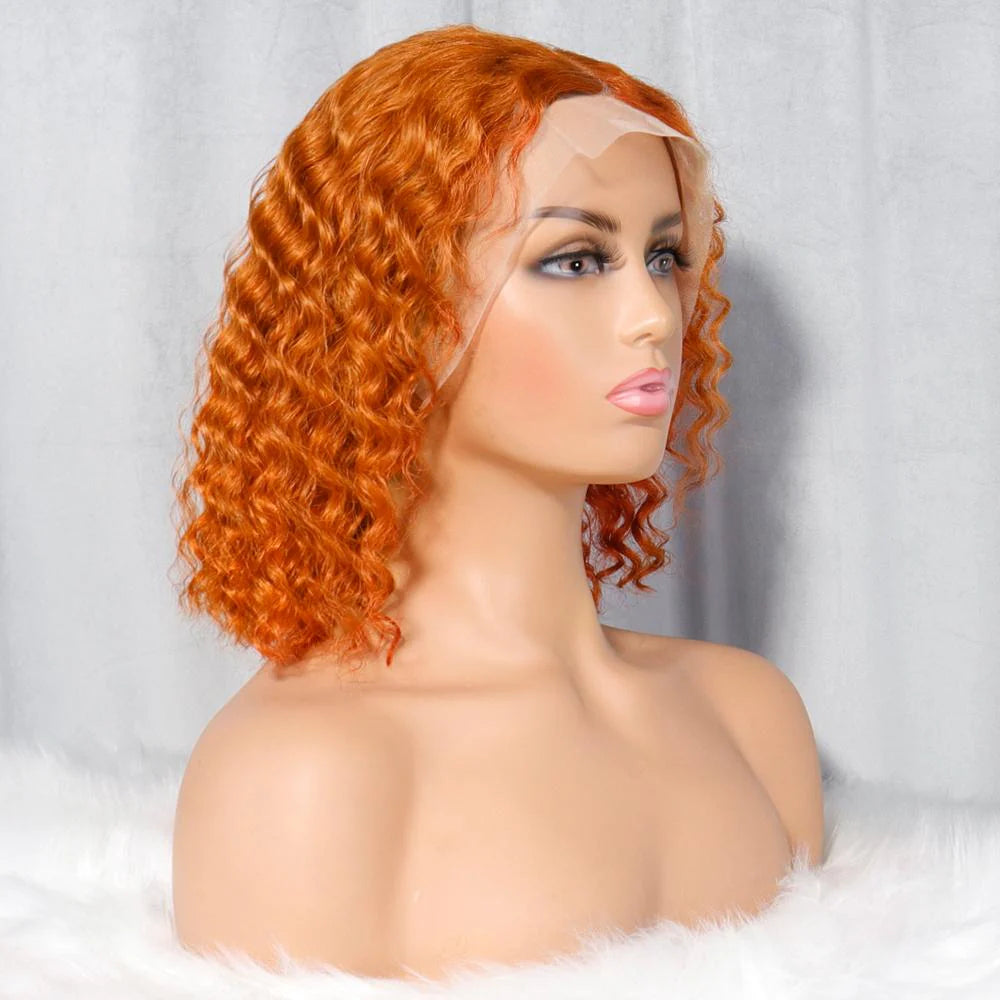 Deep Wave Bob Wig | Rich Copper Color | 13x4 Lace Front Human Hair Wig