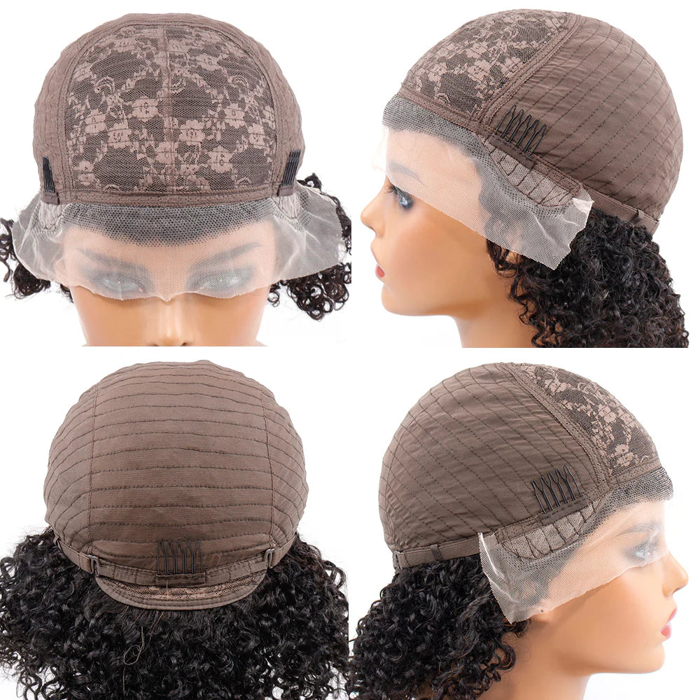 Kinky Curly Lace Front Bob Wig | 13x1 | 150% Density Natural Black Human Hair