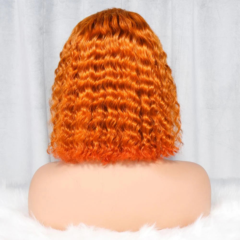 Deep Wave Bob Wig | Rich Copper Color | 13x4 Lace Front Human Hair Wig