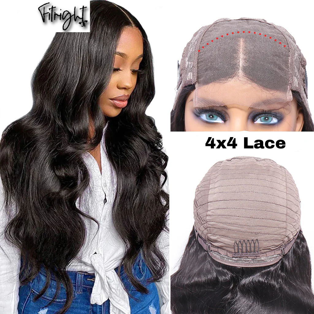 100% Human Hair Wig Body Wave 4x4 Lace Front Wig