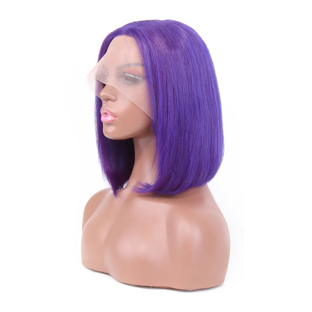 Velvet Luxe Straight Purple Bob Wig | 13x1x4 T-Part Swiss Lace | Pre-Plucked Virgin Human Hair | 150% Density